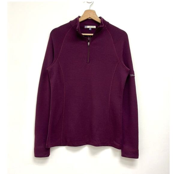 Ibex Merino Wool Quarter Zip Mock Neck Sweater Branded Sleeve Hiking - Large - Picture 12 of 12